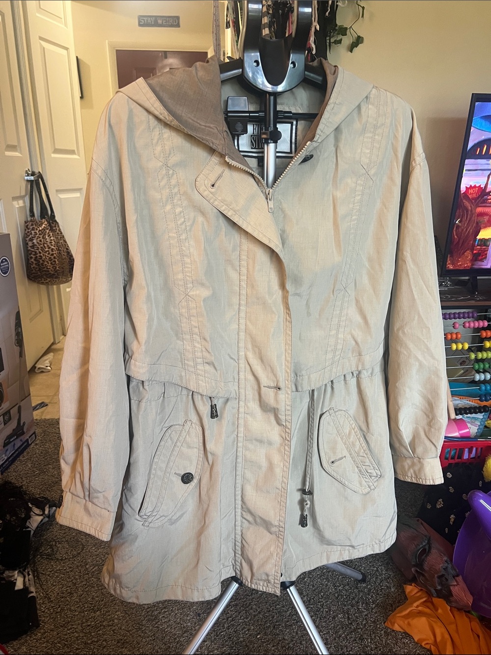 Women’s Hooded Trench Coat in Light Beige
